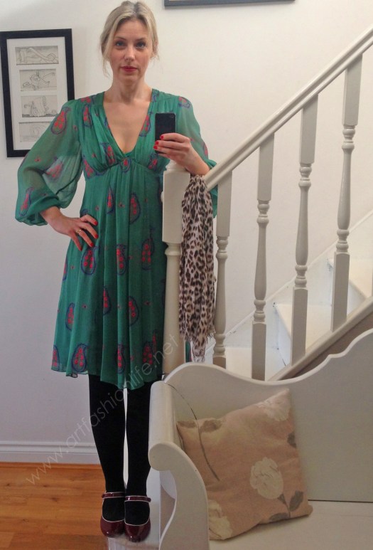 Dress: Celia Birtwell;  Shoes: vintage